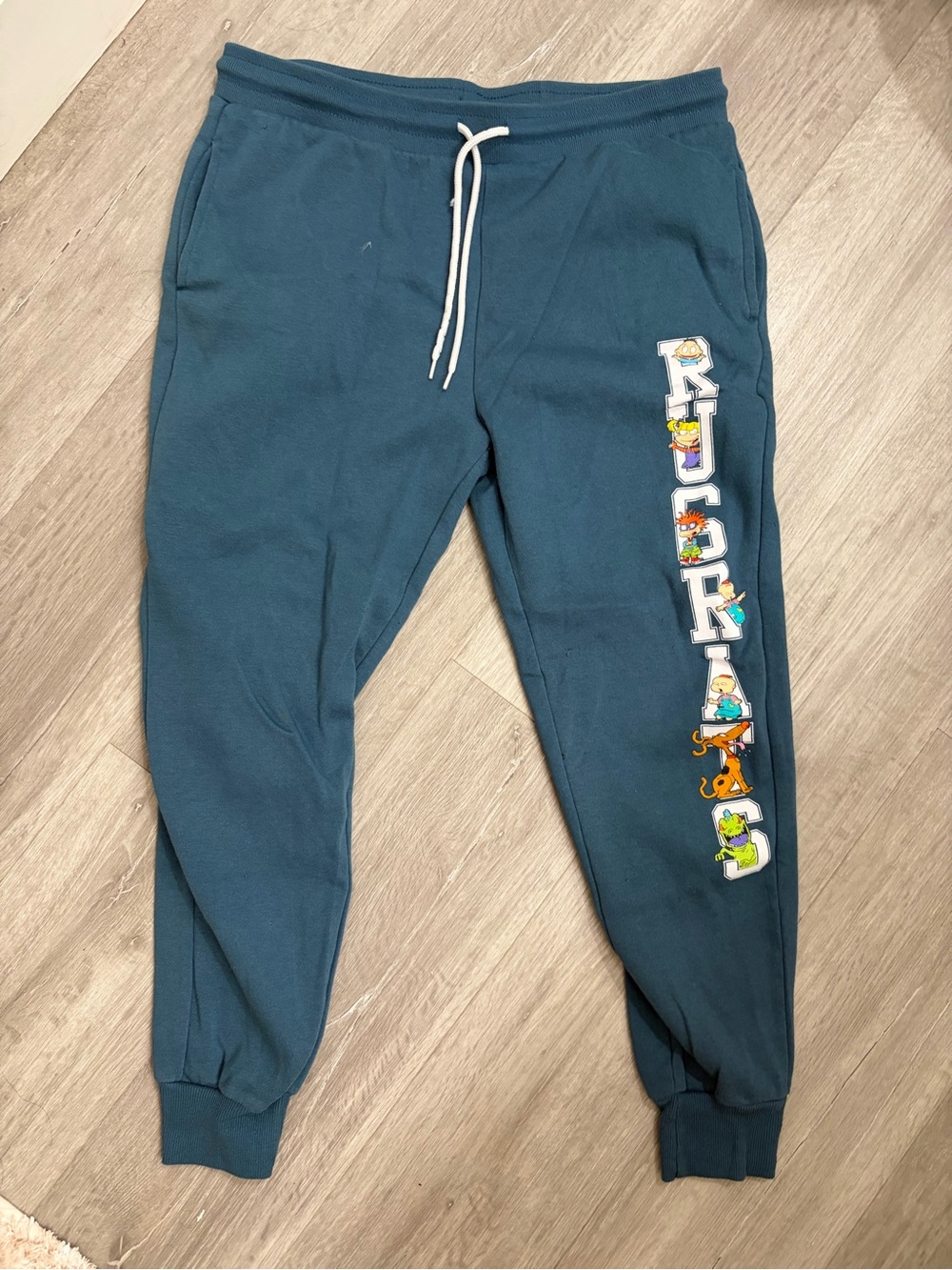 Blue Graphic Jogger Sweatpants with Drawstring